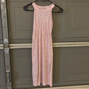 Glitter Girl-Adorable Pink Floral Maxi Dress for Kids
